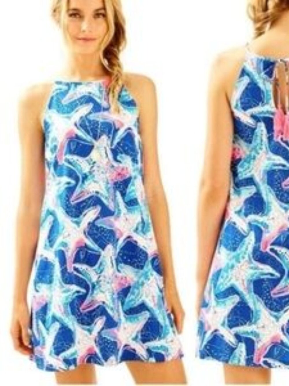 EUC Lilly Pulitzer Margot Swing Dress Indigo Starstruck Starfish Small S